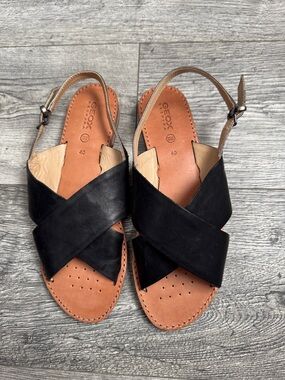 Geox Black Leather Crisscross Slingback Sandals